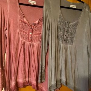 2 bohemian style tunics Rose & Light Grey !